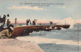 CPA FRANCE - 34 - PALAVAS LES FLOS - Coup De Mer Sur La Jetée - Colorisée - Edition DENUC MONTPELLIER - Animée - Palavas Les Flots