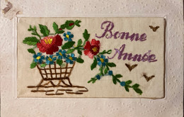 Fantaisie - Cpa Brodée à Système - Fête Bonne Année - Embroidered