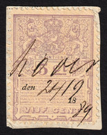 Netherlands - 1889 TAX REVENUE FISCAL Stamp - Coat Of Arms - Used - 5 Ct - Steuermarken