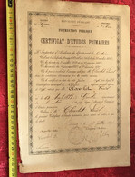 Rare 1896 -Bourg-Certificat Études Primaires-☛ Lhuis-☛Né 1883 à Groslée(Ain)-☛Document Historique-Diplôme Académie Lyon - Diploma & School Reports