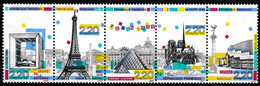 Bande Entière De 5 T.-P. Gommés Neufs** - Panorama De Paris Monuments De La Capitale - N° BC2583A (Yvert) - France 1989 - Unused Stamps