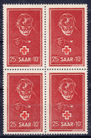 Saar Sarre 1950 Red Cross Mi#292 Mint Never Hinged Piece Of 4 - Nuovi