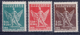 Yugoslavia Kingdom, Sokol Games, 1934 Mi#275-277 Mint Never Hinged - Ongebruikt