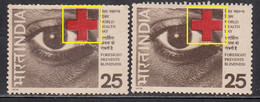 EFO, Colour Shift Variety, India MNH 1976, World Health Day, Eye Organ, Prevent Blindness, Disease, Disabled - Abarten Und Kuriositäten