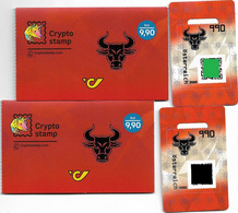 2261a: Krypto Crypto Ausgabe Österreich 2022 Stier Bull 2x Schwarz-black Plus Grün-green, Mit Allen Token - Unused Stamps