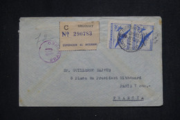 URUGUAY - Enveloppe De Montevideo En Recommandé Pour Paris En 1953 Par Avion - L 132770 - Uruguay