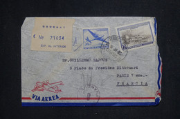 URUGUAY - Enveloppe De Montevideo En Recommandé Pour Paris En 1954 Par Avion - L 132774 - Uruguay