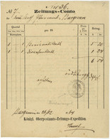 Burgsinn Spessart 1864 Zeitungsrechnung Kempf Königliche Oberpostamts-Zeitungs-Expedition - 1800 – 1899