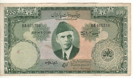 PAKISTAN  100 Rupees   P18a  ( ND 1957-1967   Mohammed Ali Jinnah + Badshahi Mosque, Lahore At Back ) - Pakistan