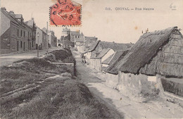 CPA FRANCE - 80 - ONIVAL SUR MER - Rue Neuve - Toit De Chaume - Oblitérée à Ault - Onival