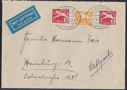 Danzig Langfuhr Luftpost 1938 - Mi.Nr. 298 + 299 - Luftpostbrief Nach Hamburg - Danzig