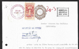 Raro Documento Fiscal Macau Stamp Assistência De 20A,1938. Rare Macau Tax Document With 20A Assistance Stamp Tuberculosi - Altri & Non Classificati