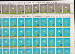 1970 Italia Italy Repubblica XXV ANNIVERSARIO NAZIONI UNITE 50 Serie Di 2v.in 2 Fogli MNH** XXV ANNIVERSARY ONU 2 Sheets - Hojas Completas