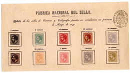 Espectacular Hoja Modelo De La Emision De 1879  Fabrica Nacional Del Sello - Nuevos