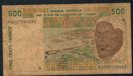 W.A.S. LETTER A = IVORY COAST  P110Al 500 FRANCS (20)02 2002  Sign.31   FINE - West-Afrikaanse Staten