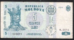 MOLDOVA  P9a  5 LEI   1994     FIRST DATE     VF - Moldawien (Moldau)