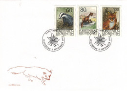 Liechtenstein Dachs Wiesel Fuchs 1993 - Storia Postale