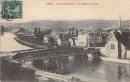 CP FRANCE - 89 - SENS - Vue Panoramique - Les Travaux Du Pont - Sens