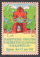 Industtry Handicraft Fair Exhibition 1912 FLAG Sweden Halmstad - LABEL CINDERELLA VIGNETTE - Nuevos