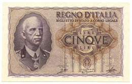 5 LIRE BIGLIETTO DI STATO VITTORIO EMANUELE III FASCIO 1940 XVIII FDS-/FDS - Regno D'Italia - Altri