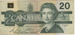 CANADA  $ 20 Dollars  P97b  1991 ( Queen Elizabeth II - Ducks Common Loon, At Back   Sign. Bonin-Thiessen) - Kanada