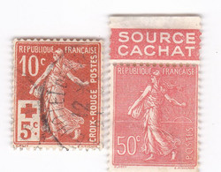 Lot De 2 Timbres Semeuse, Source Cachat Et Surtaxe; Ref ALB01 - 1903-60 Säerin, Untergrund Schraffiert