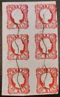 PORTUGAL - D. Pedro V, Cabelos Anelados 25 Reis Mf13 - Bloco De 6, Exemplares De LUXO - Obliterados à Pena - Used Stamps