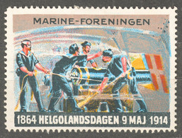 MILITARY NAVY MARINE Battle Helgoland Cannon FLAG Denmark 1914 CINDERELLA LABEL VIGNETTE Andreasen Lachmann - Ongebruikt