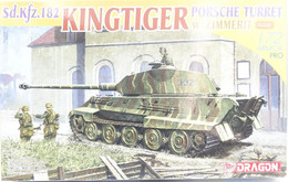 Vintage MODEL KIT : DRAGON Sd.kfz.182 King Tiger Tank Porsche Turret Zimmerit 7254, Sealed NOS MIB, Scale 1/72, - Scala 1:32