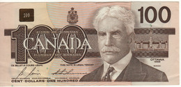 CANADA  $ 100 Dollars  P99b  1988 ( Sir Robert Borden + Canadian Goose  At Back  Sign. Thiessen & Crow ) - Canada