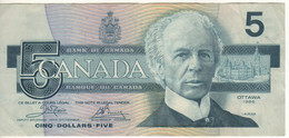 CANADA  $ 5 Dollars  P95a  1986 ( Sir Wilfrid Laurier + Kingfisher Bird  At Back  Sign. Crow & Bouey ) - Canada