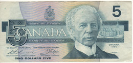 CANADA  $ 5 Dollars  P95b  1986 ( Sir Wilfrid Laurier + Kingfisher Bird  At Back  Sign. Thiessen & Crow ) - Kanada