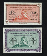 BB (1914/1924) Chambre De Commerce De Belfort (Dpt 90) Beau Lot De 2 Billets De 1918. - Chamber Of Commerce