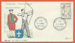SPORT TIR A L'ARC FRANCE LETTRE FDC DE 1958 - Tir à L'Arc