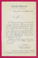 Invitation à La Distribution Solennelle Des Prix 1890 Du Lycée Hoche De Versailles En Seine Et Oise - Diploma & School Reports