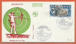 SPORT TIR A L'ARC MONACO LETTRE FDC DE 1977 - Tiro Con L'Arco