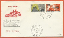 SPORT TIR A L'ARC SAINT MARIN LETTRE FDC DE 1965 - Tiro Con L'Arco