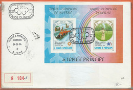 SPORT TIR A L'ARC SAINT THOMAS NON DENTELE LETTRE FDC JEUX OLYMPIQUES DE 1984 - Boogschieten