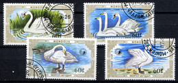 MONGOLIE 1987, Yvert 1519/22, Cygnes, 4 Valeurs, Oblitérés / Used. R063 - Swans