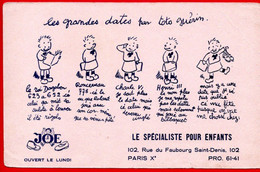 Buvard Joe, Le Spécialiste Pour Enfants. Illustration : Les Grandes Dates Par Toto Guérin. - Vestiario & Tessile