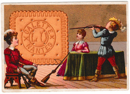 Chromo Lefevre Utile, Personnages Et Gros Biscuits, Tour Blanc, Verso écrit En Noir, Dentelés, Utile, LU LU - Lu