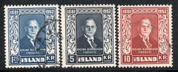 ISLANDIA – ICELAND Serie Completa X 3 Sellos Usados 1° PRESIDENTE SVEINN BJORNSSON Año 1952 – Valorizada € 31,50 - Gebraucht