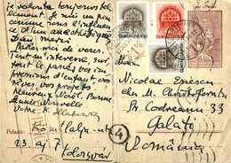 ROMANIA 1942 HUNGARY OCCUPATION IN TRANSYLVANIA, CENSORED, CIRCULATED CLUJ- GALATI POSTCARD STATIONERY - Foreign Occupations