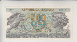 Repubblica Italiana, Biglietto Di Stato - Lire 500 " Testa Di Aretusa " Dec. P.R. 20 Giugno 1966  FDS - 500 Liras