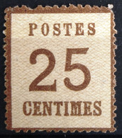 FRANCE                         ALSACE-LORRAINE N° 7     (aminci)                       NEUF SANS GOMME - Unused Stamps