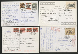 1990 - 99 CHINA Set Of 4 Postcards That Travelled By Airmail To France - Briefe U. Dokumente