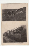 CPA- EN DEUX PLANS  -FRONT D ORIENT-CARTE PHOTO Guerre 1914-18 -TRAIN BOMBARDE-au KM 18 Carte Phot (Ecrite Au Crayon!!!) - War 1914-18