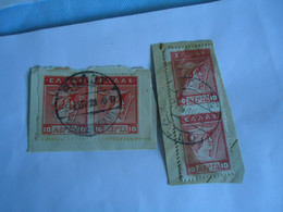 GREECE POSTMARK  ON PAPERS  2 ΒΟΛΟΣ - Marcophilie - EMA (Empreintes Machines)