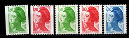 - FRANCE - 1982 - YT N° 2219 / 2223 - Libertées Delacroix - TB - Unused Stamps