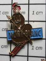 911c Pin's Pins / Beau Et Rare / SPORTS / SKI MONT-BLANC SKIEUSE 19e SIECLE - Sports D'hiver